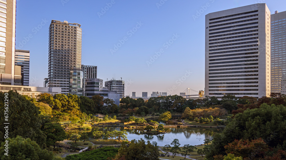 庭園と高層ビル