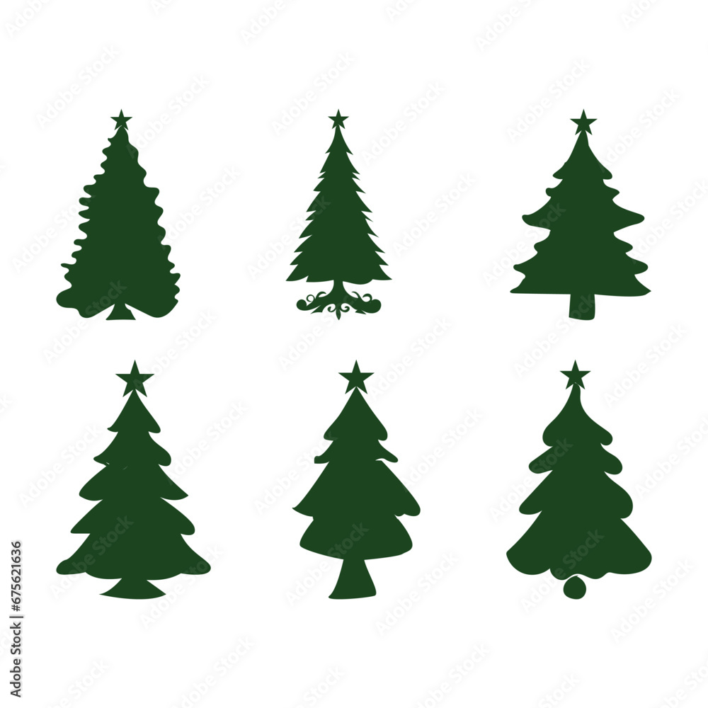 Christmas trees set vector design