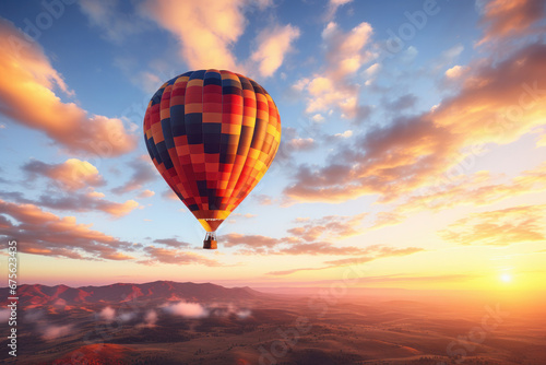 Aerial journey Hot air balloon ride offers a weightless adventure amidst mountainous wilderness. AI Generative tranquility in the clouds! © Alisa