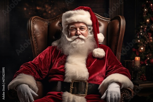 Santa Claus and children with christmas celebration Beautiful Christmas and New Year ideas