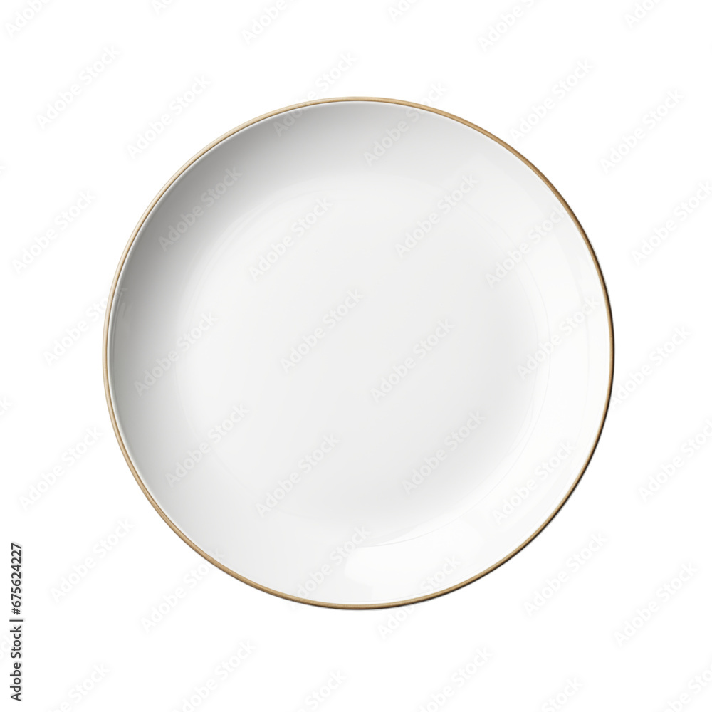 White ceramic plate isolated transparent, top view, Generative AI White ceramic plate isolated transparent, top view, Generative AI