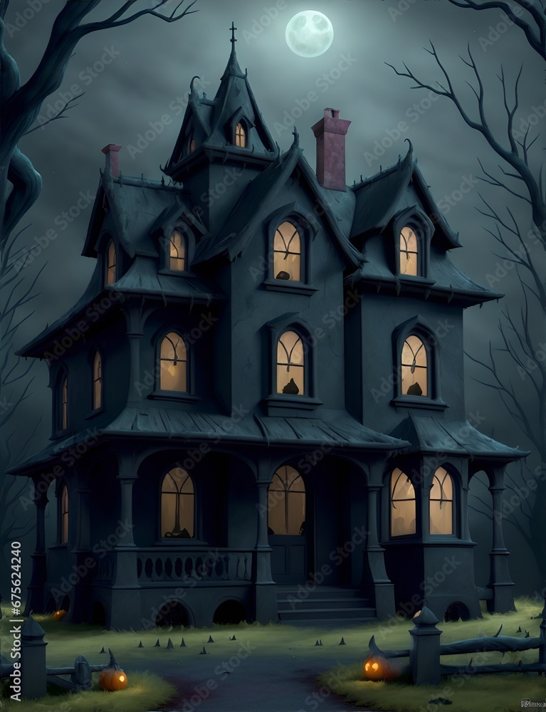 A Haunted House in Moonlight