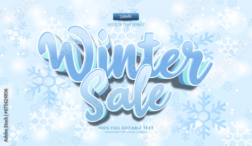 Vector design editable text effect, Winter Sale 3d cartoon