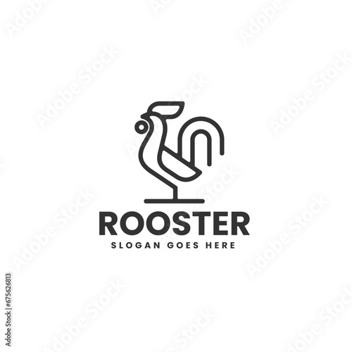 Vector Logo Illustration Rooster Line Art Style