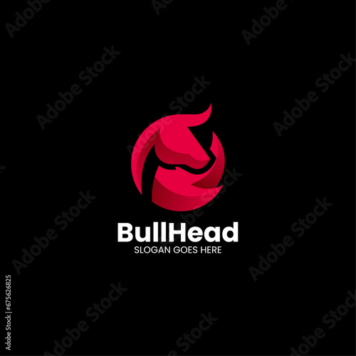 Vector Logo Illustration Bull Gradient Colorful Style