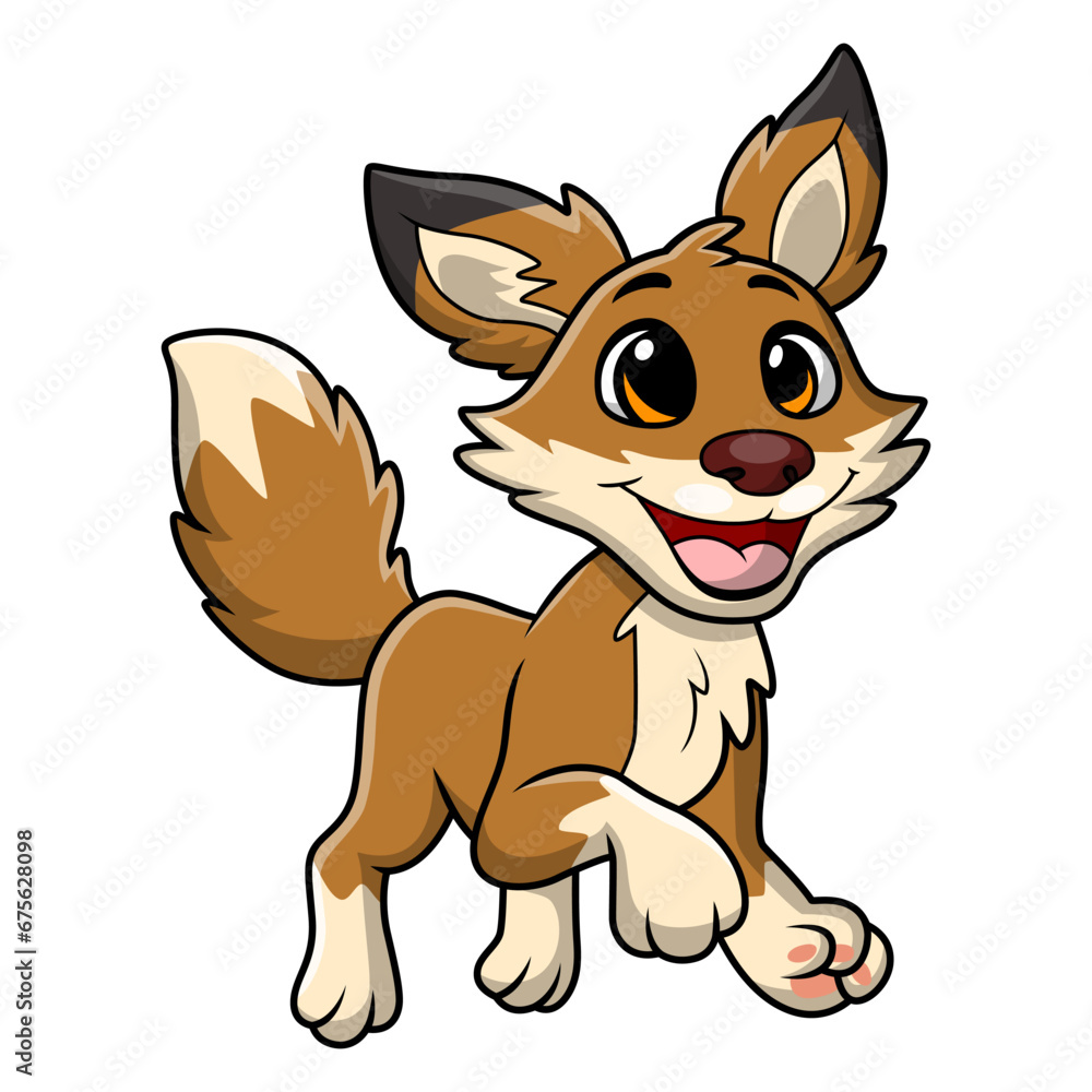 Cute coyote cartoon on white background Cute coyote cartoon on white background