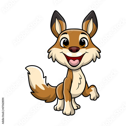 Cute coyote cartoon on white background