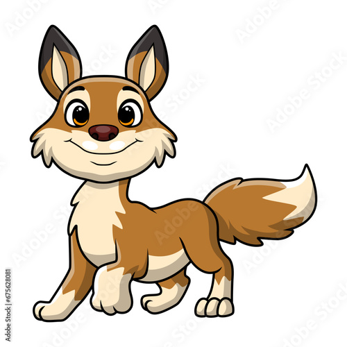 Cute coyote cartoon on white background