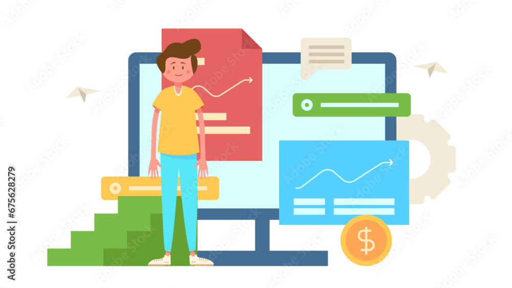 A young man explain how to communicate with his business client to get a good deal A young man explain how to communicate with his business client to get a good deal