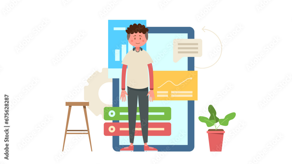 A young man explain how to communicate with his business client to get a good deal A young man explain how to communicate with his business client to get a good deal