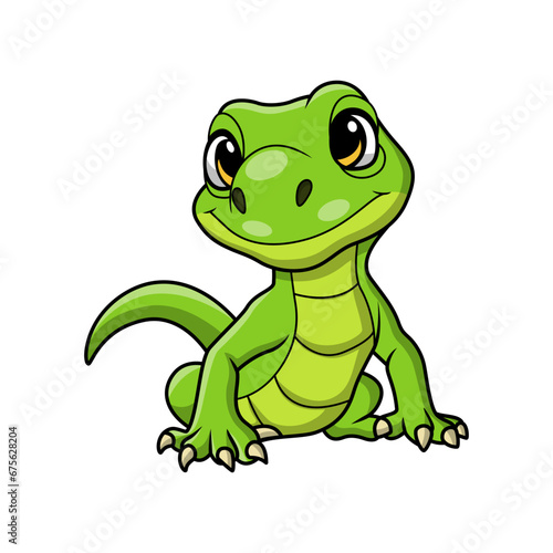 Cute monitor lizard cartoon on white background