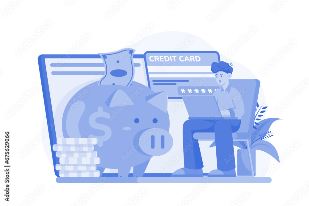 Online Banking Illustration concept on white background Online Banking Illustration concept on white background