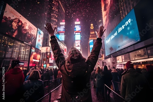 Photography Crowds of people at Times Square in New York City.