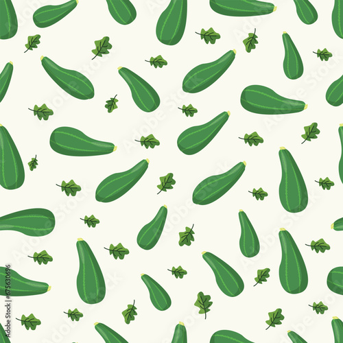 Zucchini seamless pattern background in white background