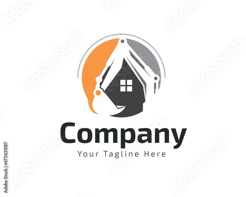 house real estate excavator contractor Logo design vector template illustration inspiration