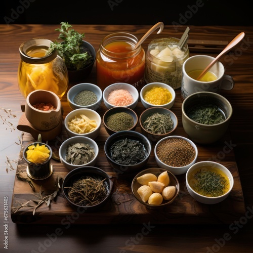 a platter of mixed herbs and spices