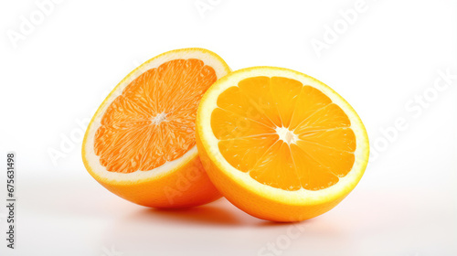 Appetizing fresh sliced sweet orange fruit on a white background created with Generative AI Technology
