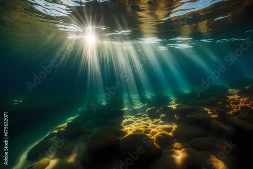 underwater scene with rays of light and rays Generated Ai © Sadaf