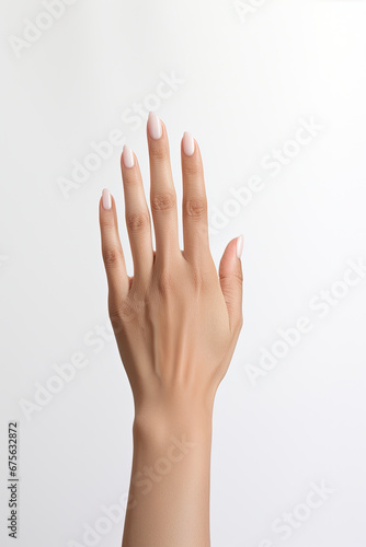woman finger hand back on a white background created with Generative AI Technology