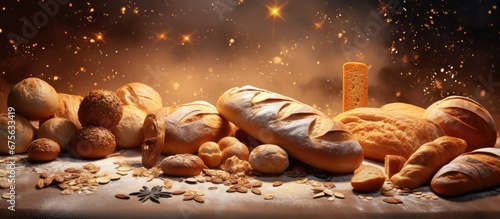 In the isolated depths of space a gleaming golden bakery offers a variety of healthy breads made from white wheat flour and organic yeast creating delectable dinner options of pastries and 