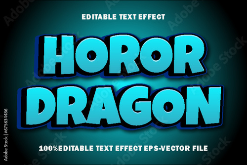 Horor Dragon Editable Text Effect 3D Emboss Gradient Style