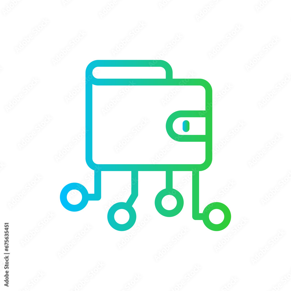 E-wallet digitalization business icon with blue and green gradient outline style. business, finance, wallet, money, payment, internet, online. Vector Illustration E-wallet digitalization business icon with blue and green gradient outline style. business, finance, wallet, money, payment, internet, online. Vector Illustration