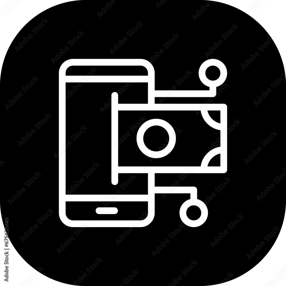 Digital payment digitalization business icon with black filled line outline style. digital, internet, phone, mobile, technology, business, banking. Vector Illustration