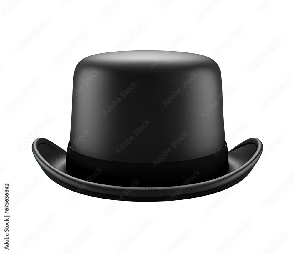 Black bowler hat isolated on transparent background Black bowler hat isolated on transparent background