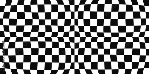 Checkered racing flag, seamless slightly curved texture. For print, notebooks, pillows, textiles, cups, interior, stylish design.