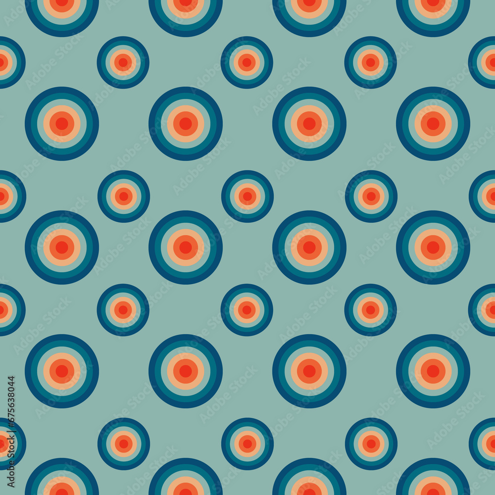 Vintage pattern with circles in the style of the 70s and 60s.