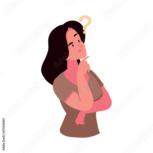 woman thinking isolated