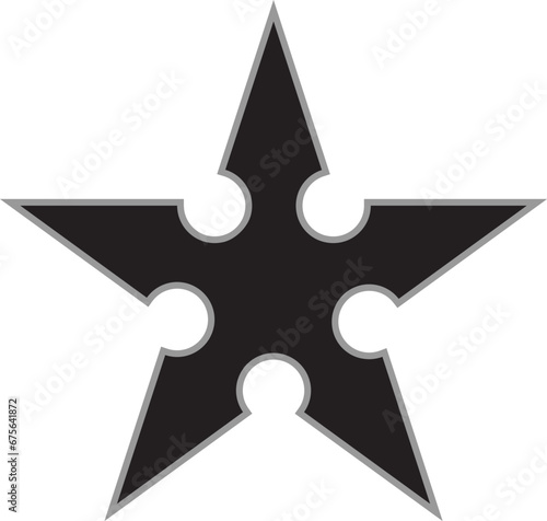 Iconic Japanese Ninja Shuriken Star Weapon Symbol.