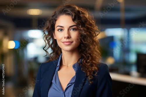 Confident professional woman in modern office setting