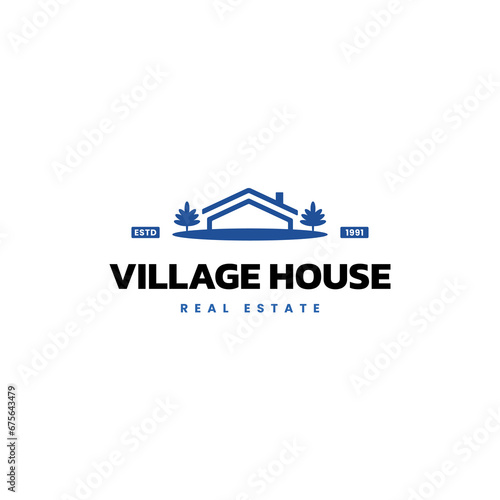 Farmhouse and landscape logo design template.