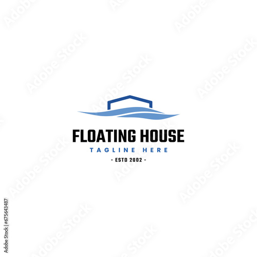 Floating House Logo Vector Illustration Template.