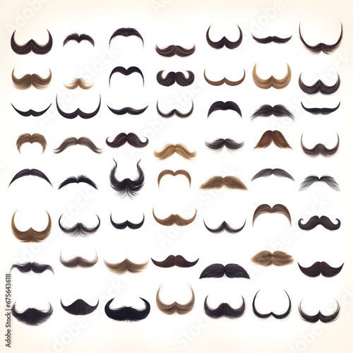 Many different styles of mustaches. Generative ai. 
