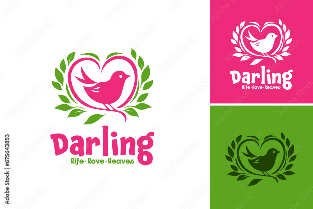 darling life love leaves logo is a versatile and charming logo design suitable for businesses or brands associated with love, nature, or a playful and whimsical lifestyle.