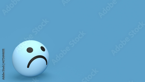 The sad emotion on Ball for Blue Monday concept 3d rendering