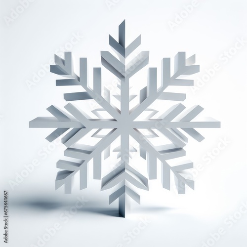 Minimalist snowflake on white background.