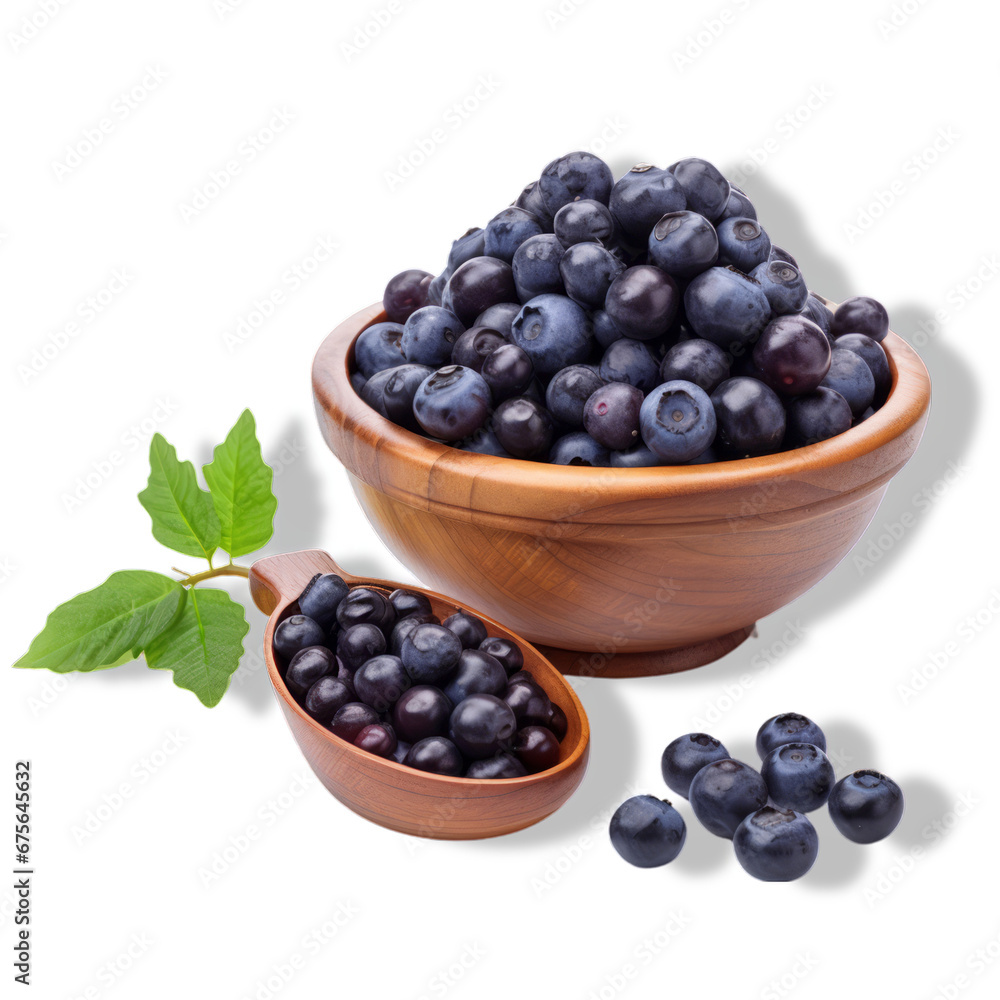 A Rustic Wooden Bowl Overflowing With Fresh, Juicy Blueberries and a Cozy Wooden Spoon A Rustic Wooden Bowl Overflowing With Fresh, Juicy Blueberries and a Cozy Wooden Spoon