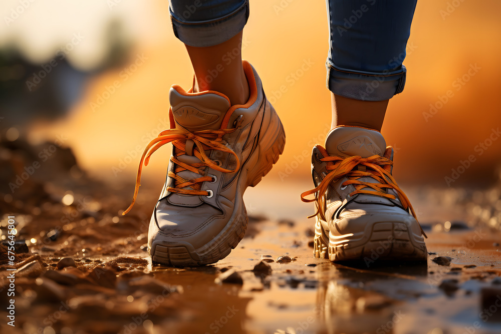 person walking close-up in a sneaker, legs of a person, pair of boots, person running on the street person walking close-up in a sneaker, legs of a person, pair of boots, person running on the street