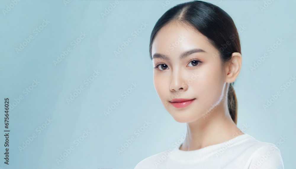 Asian woman with flawless skin, perfect for skincare ads and beauty promotions Asian woman with flawless skin, perfect for skincare ads and beauty promotions