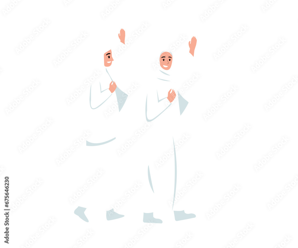 Women in White Cloth Walking and Raising Hand | Hajj Set Women in White Cloth Walking and Raising Hand | Hajj Set