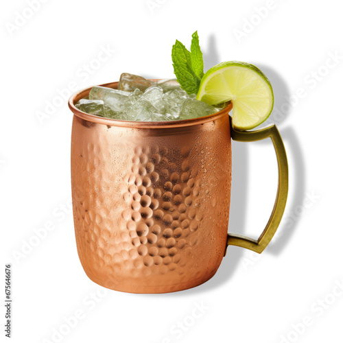 A Refreshing Drink in a Shiny Copper Mug photo