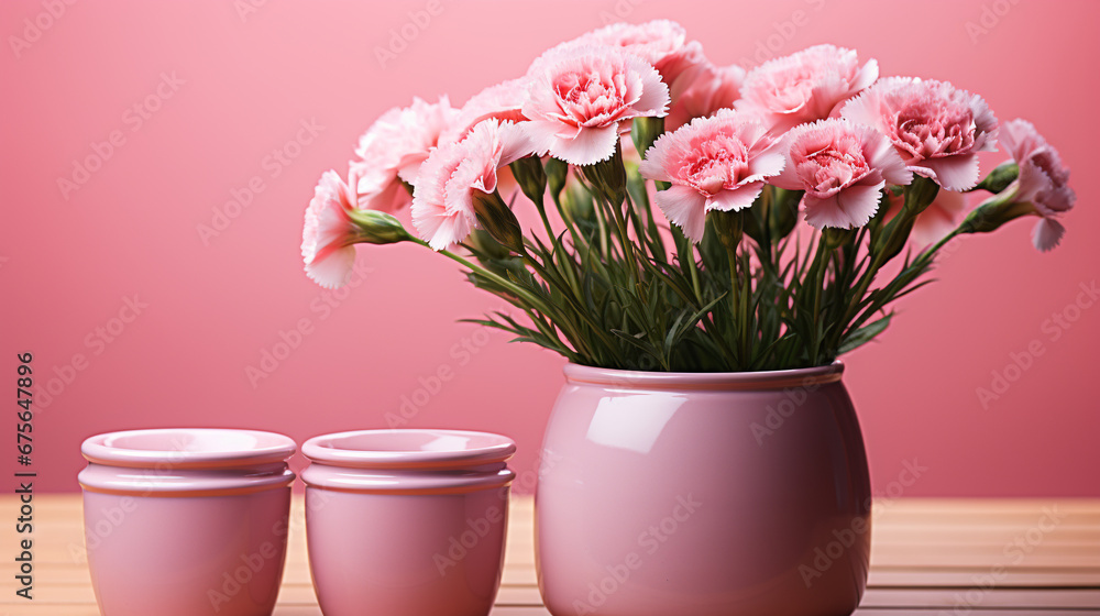pink tulips in a vase HD 8K wallpaper Stock Photographic Image 