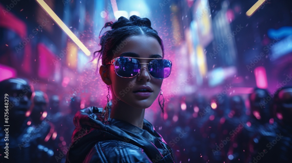 avatars come to life in the glow of neon lights, celebrating an unforgettable new year's night with the DJ's music. avatars come to life in the glow of neon lights, celebrating an unforgettable new year's night with the DJ's music.