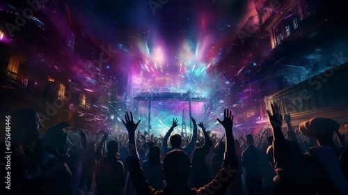 Holographic revelers move in perfect sync with the DJ's music, making it a new year's night to remember.
