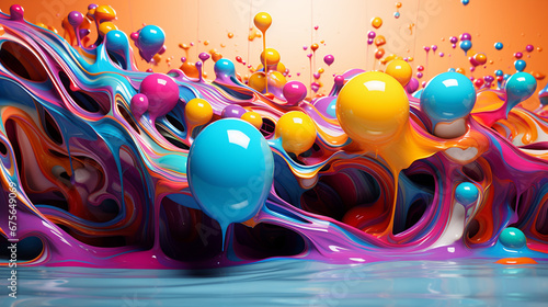 Abstract Art Multicolored Paint Splashes