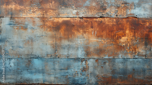 Rusty Metal Wall with Blue Stain