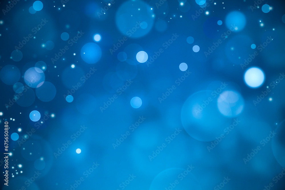 blue festive blurred background with bokeh